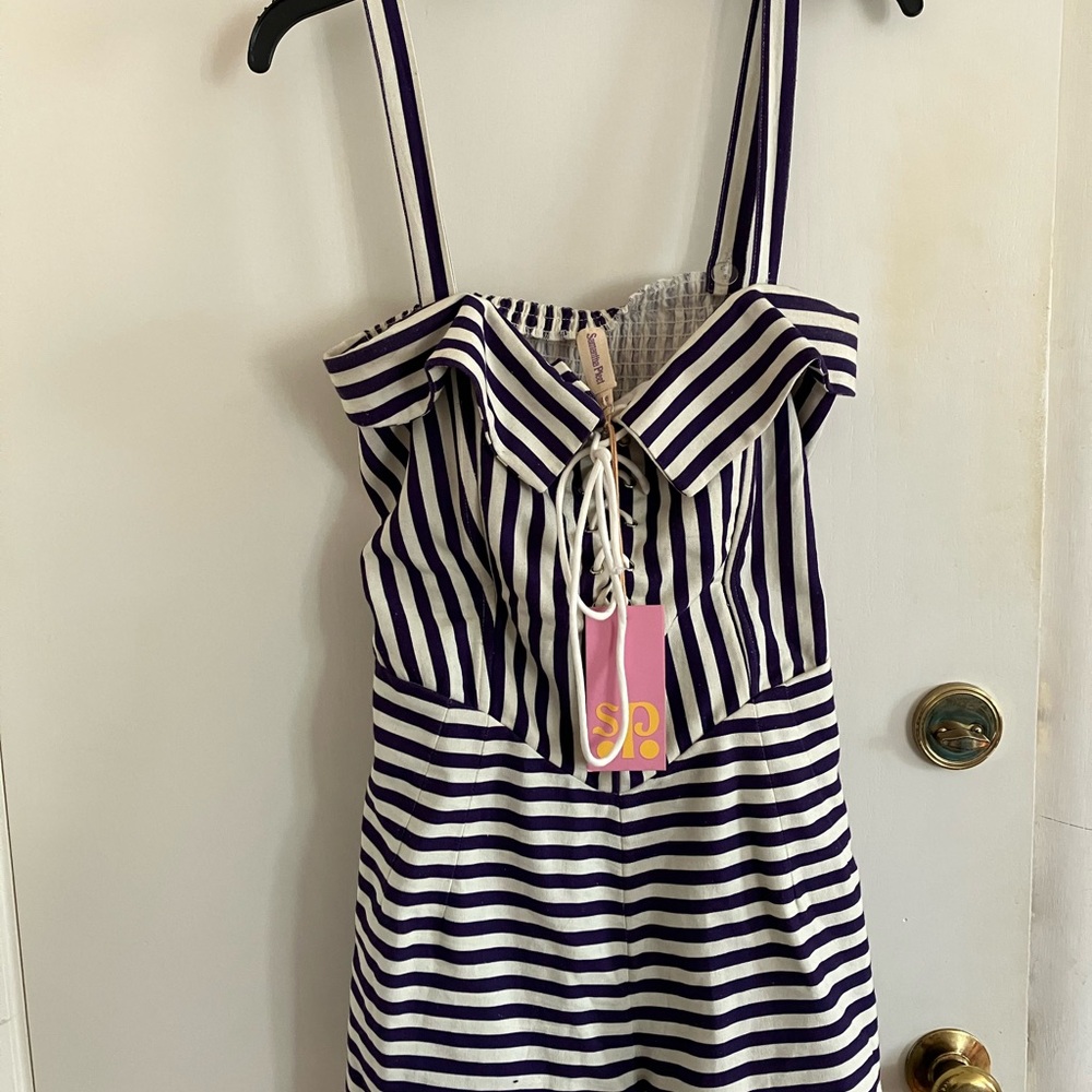 Samantha Pleet Striped Shield Romper